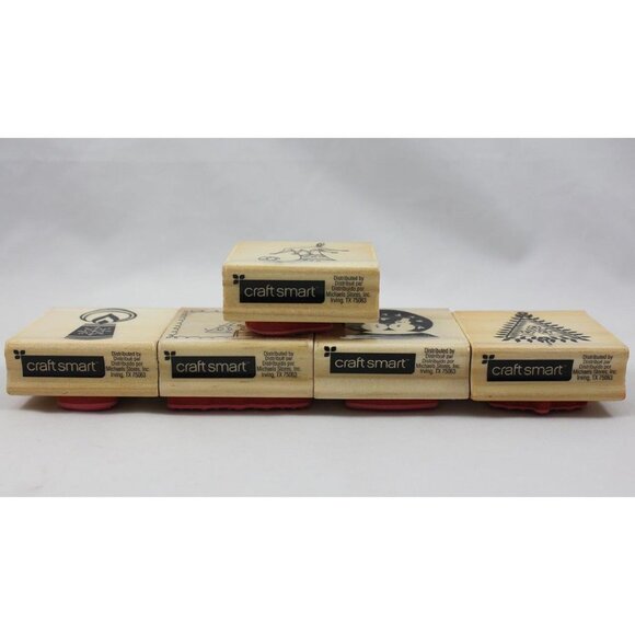 Craftsmart Christmas Holiday Rubber Stamps Lot of 5 Snow Globe Stocking Candle - Picture 3 of 4